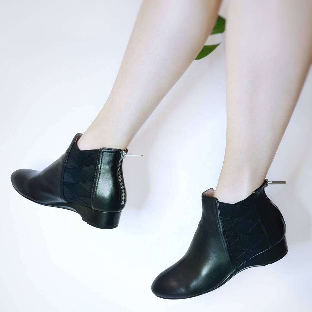 Taryn Rose Black Leather Chelsea Ankle Booties